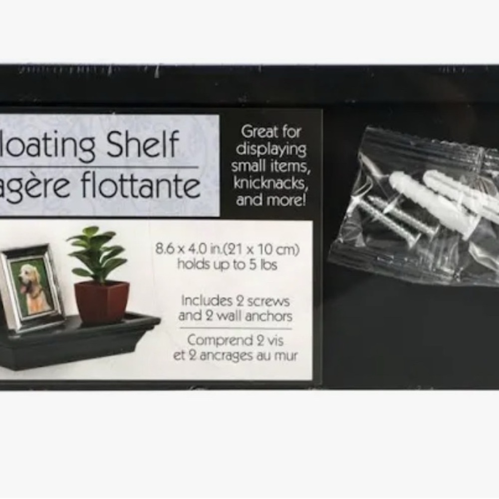 Black Floating Shelf with Hardware